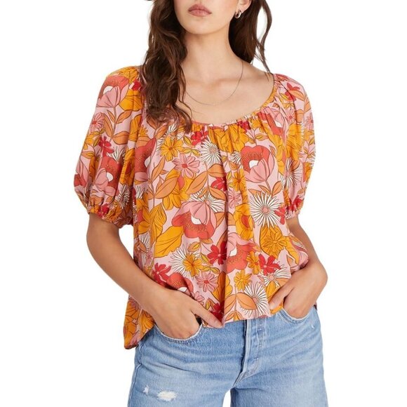 SANCTUARY The House Floral Tie Back Top Desert Bloom Pink Orange XS - Picture 1 of 8
